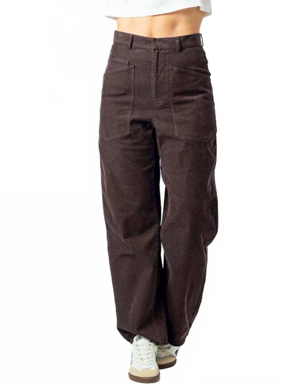 NEW SUNDAYS colette high waisted corduroy pants in chocolate